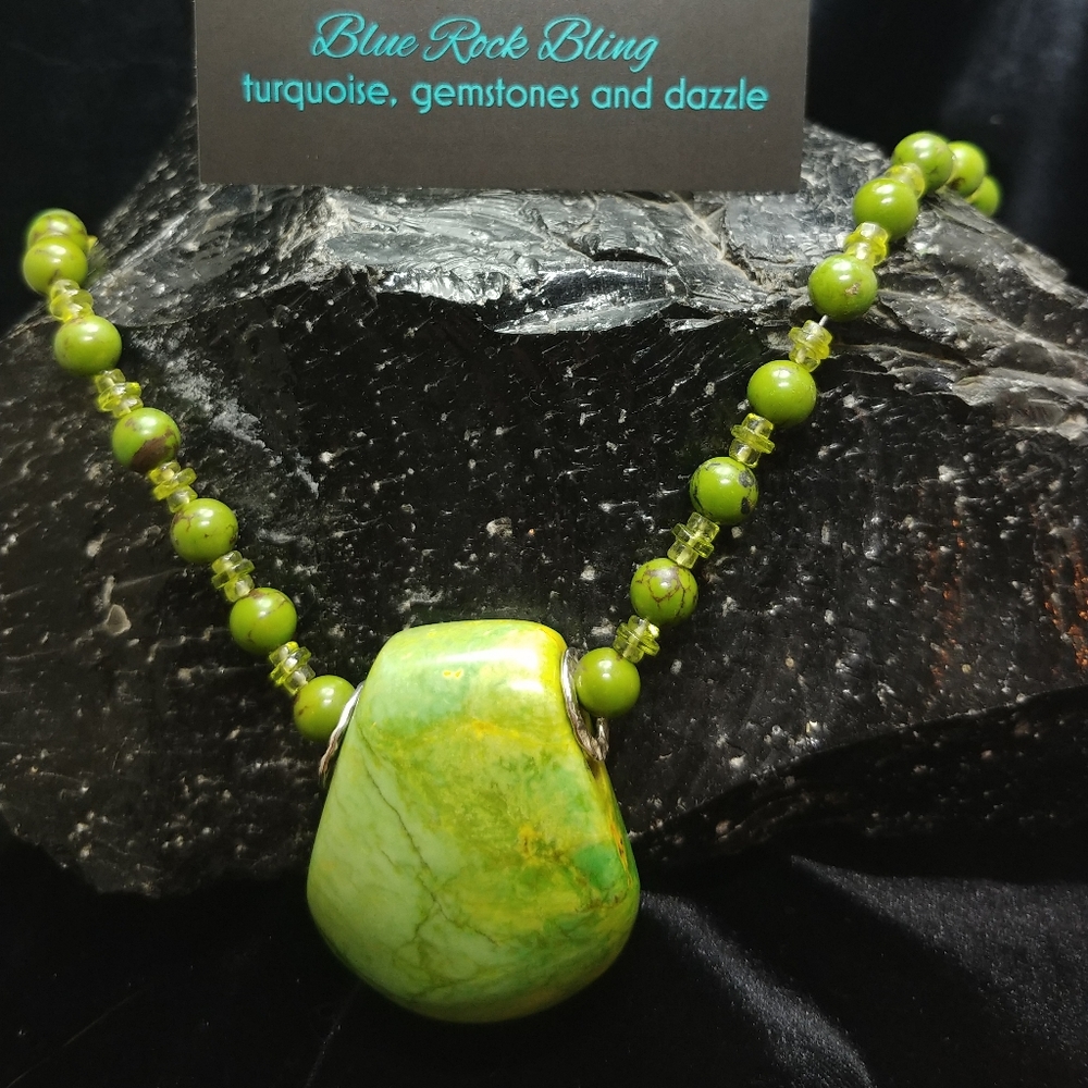Turquoise and Peridot Handcrafted Necklace